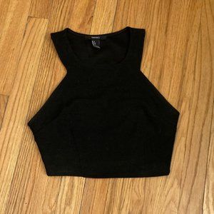 Black shimmer crop top